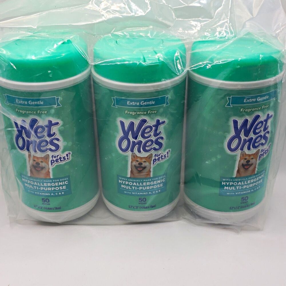 Wet Ones Hypoallergenic Extra Gentle Fragrance Free Dog Wipes 50 Ct **3 Pack**